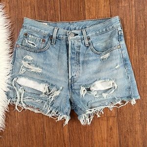 levis 501 high waisted jean shorts